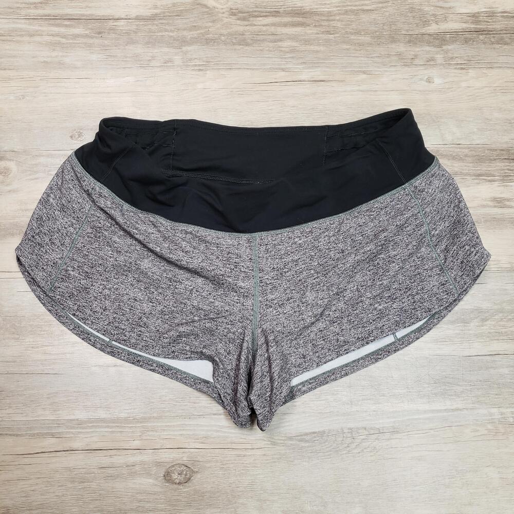 Lululemon Running Shorts Womens 8 Gray Lined Zip Pocket Athletic 2.5 Inseam